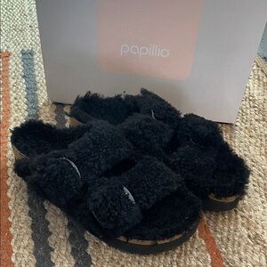 Birkenstock Papillio Arizona Big Buckle Teddy Black NEW IN BOX